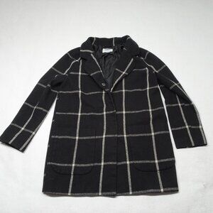Old Navy Size Small Pea Coat Plaid Lined with Pockets